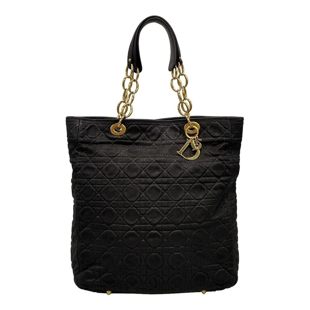 DIOR Christian Soft Tote Bag Black Leather